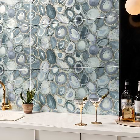 Agate Glass Silver Gray 18x36 Polished Glass Tile