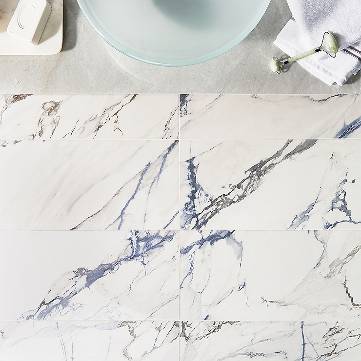 Calacatta Azur 12x24 Polished Porcelain Tile