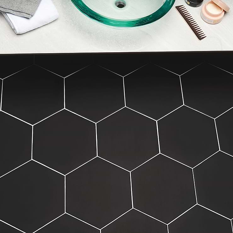 Symetro Hexagon Black 10" Matte Porcelain Tile