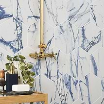 Calacatta Azur 10" Hexagon Matte Porcelain Tile