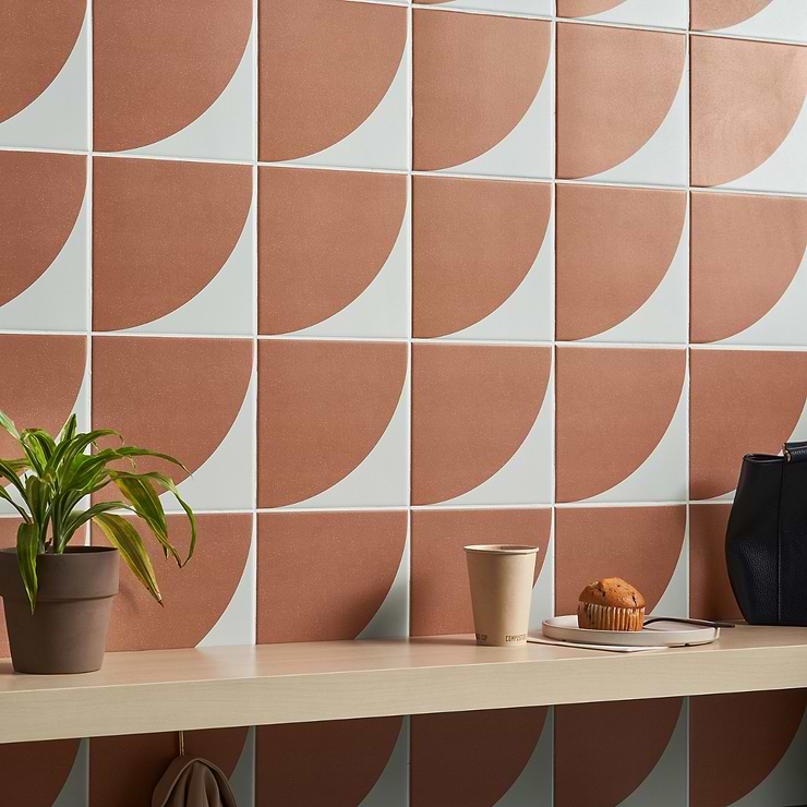 Stacy Garcia Maddox Deco Floor Terracota Orange 8x8 Matte Porcelain Tile