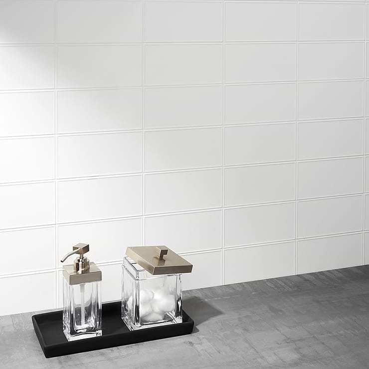 Stacy Garcia Maddox Frame White 4x8 Matte Ceramic Wall Tile