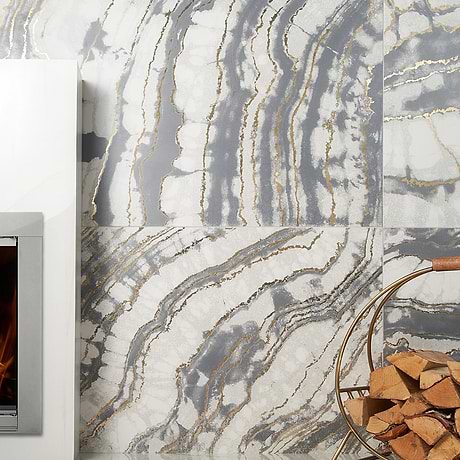 Agate Art Smoke Gray 24x48 Artisan Decor Polished Porcelain Tile