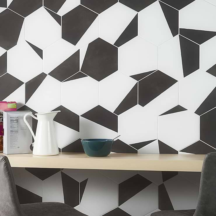 HexArt Pop Nero 8" Hexagon Matte Porcelain Tile