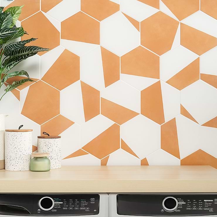 HexArt Pop Orange 8" Hexagon Matte Porcelain Tile