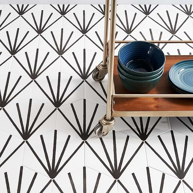 HexArt Blanco Deco 8" Porcelain Matte Tile