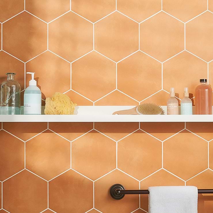HexArt Orange 8" Hexagon Matte Porcelain Tile