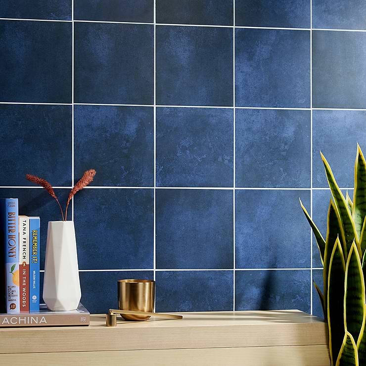 Art Geo by Elizabeth Sutton Cement Blue 8x8 Matte Porcelain Tile