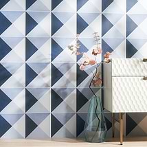 Art Geo by Elizabeth Sutton Cement Deco Blue 8x8 Matte Porcelain Tile
