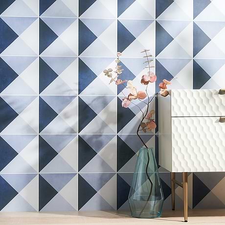 Art Geo by Elizabeth Sutton Cement Deco Blue 8x8 Matte Porcelain Tile