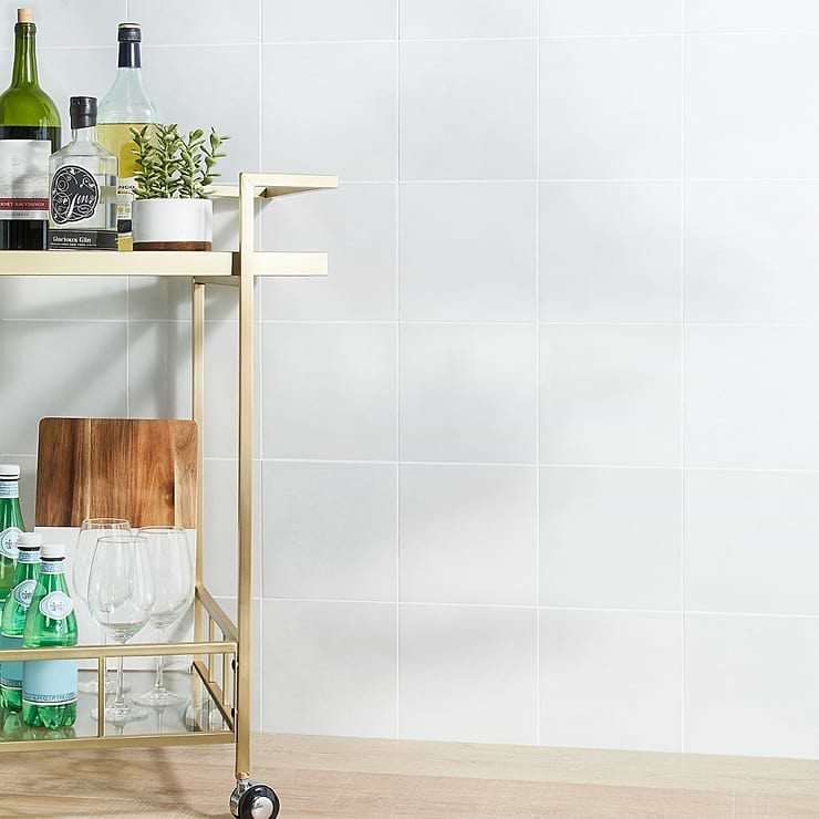 Art Geo by Elizabeth Sutton Cement White 8x8 Matte Porcelain Tile