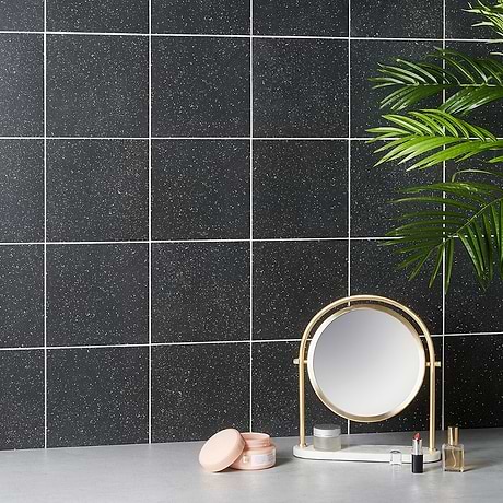 Art Geo by Elizabeth Sutton Terrazzo Charcoal Gray 8x8 Matte Porcelain Tile