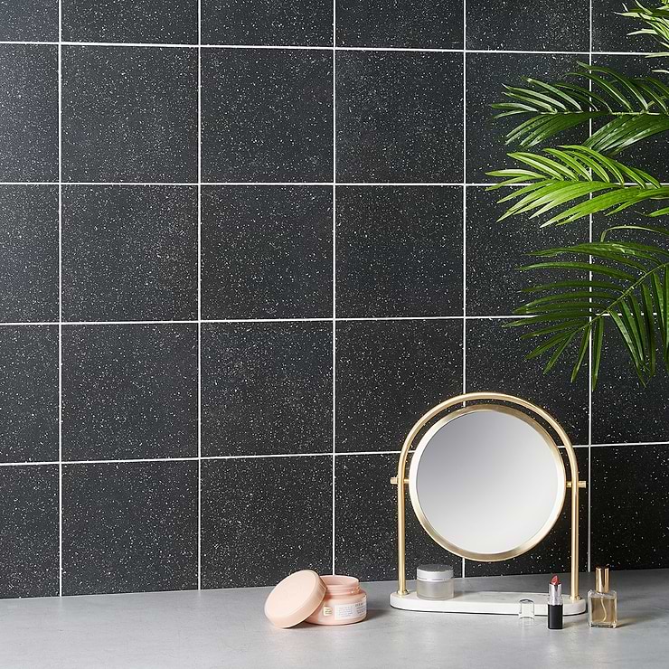 Art Geo by Elizabeth Sutton Terrazzo Charcoal Gray 8x8 Matte Porcelain Tile