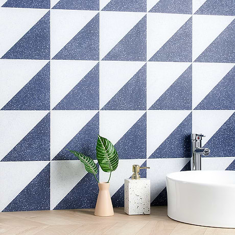 Art Geo Terrazzo Dos Blue by Elizabeth Sutton 8x8 Matte Porcelain Tile