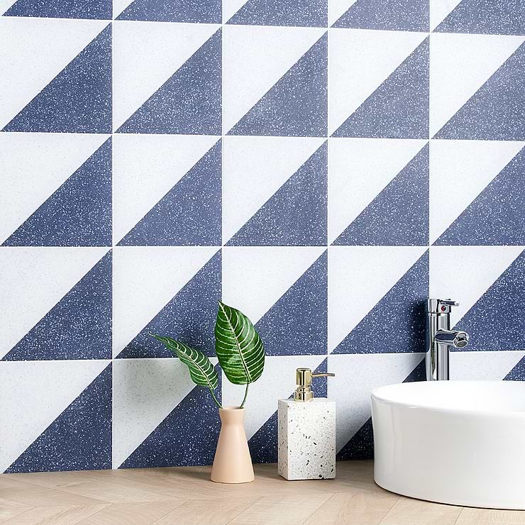 Art Geo Terrazzo Dos Blue by Elizabeth Sutton 8x8 Matte Porcelain Tile