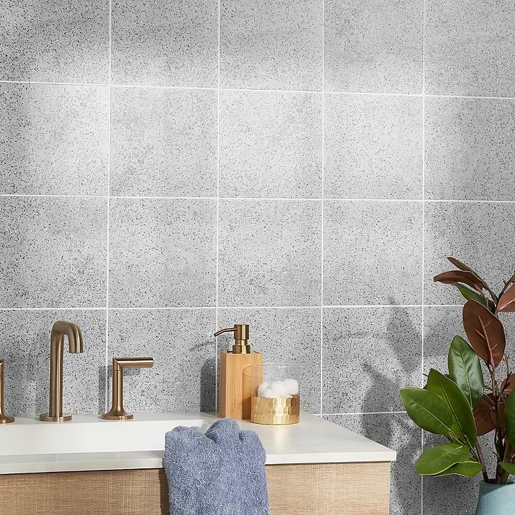 Art Geo by Elizabeth Sutton Terrazzo Gray 8x8 Matte Porcelain Tile