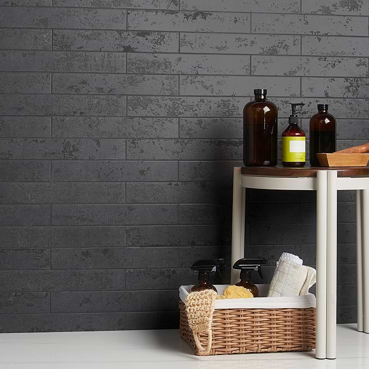 Portrait Black Gold 2x14 Matte Porcelain Tile