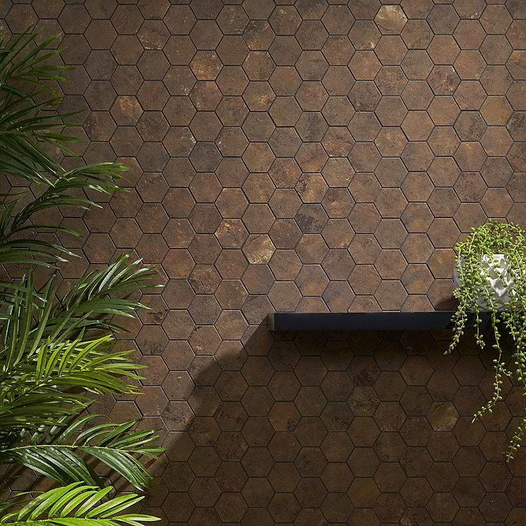 Portrait Copper 2" Hexagon Matte Porcelain Mosaic Tile