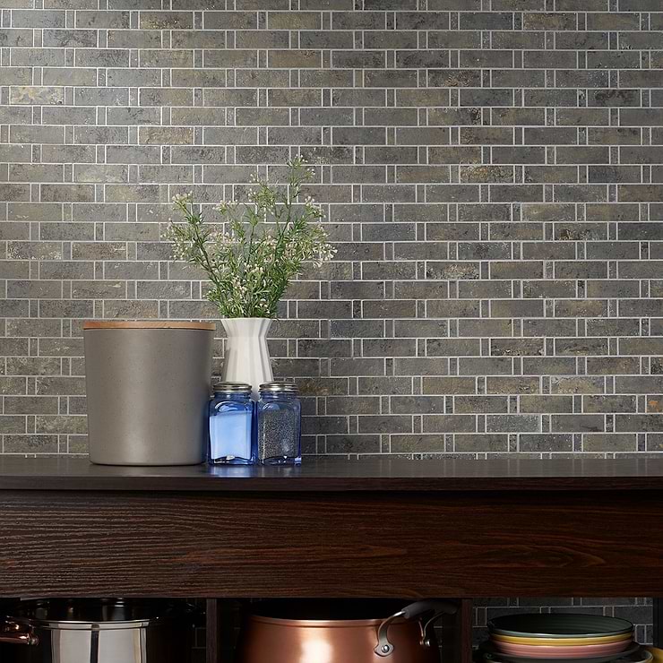 Portrait Sage Gray 1x3 Weave Matte Porcelain Mosaic Tile