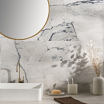Romani Camouflage White 24x48 Marble Look Satin Porcelain Tile