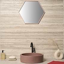 Romani Travertine Hazelnut Beige 24x48 Stone Look Satin Porcelain Tile