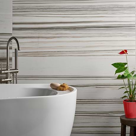 Romani Zebrino Brown and White 24x48 Marble Look Satin Porcelain Tile