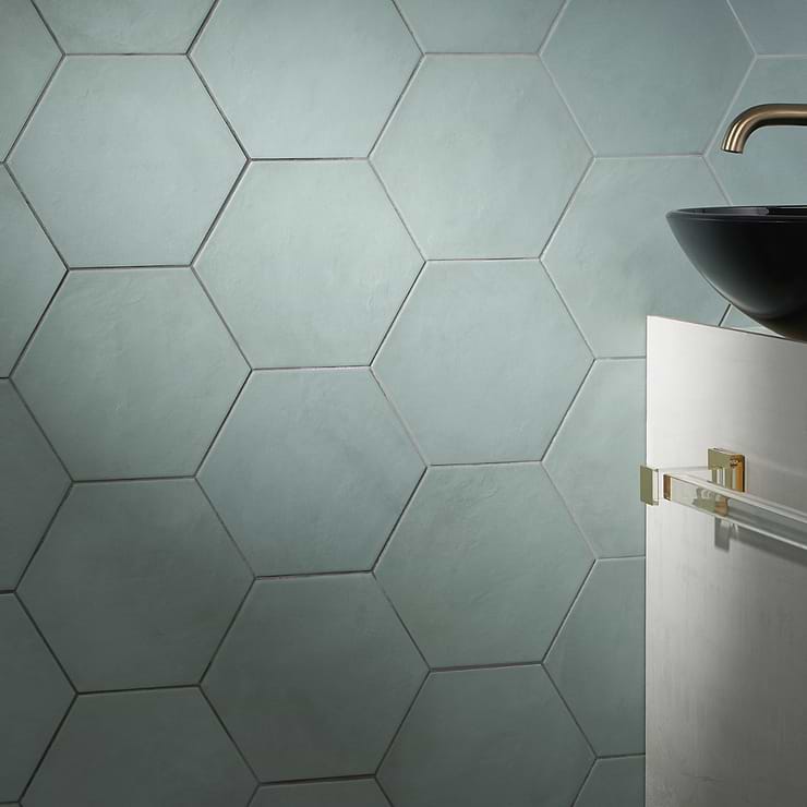 Ava Green Cielo 8" Hexagon Matte Porcelain Tile