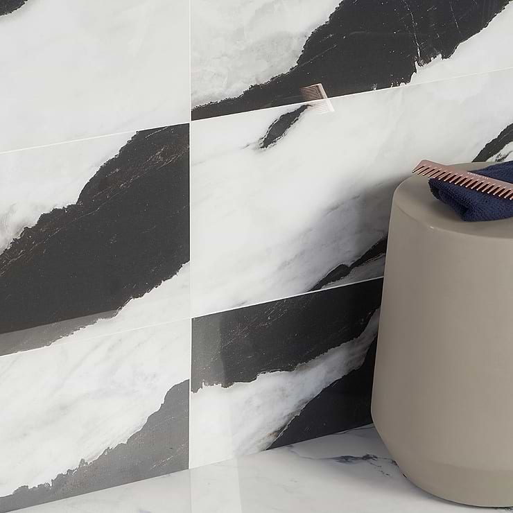 DreamStone Panda White 12x24 Polished Porcelain Tile