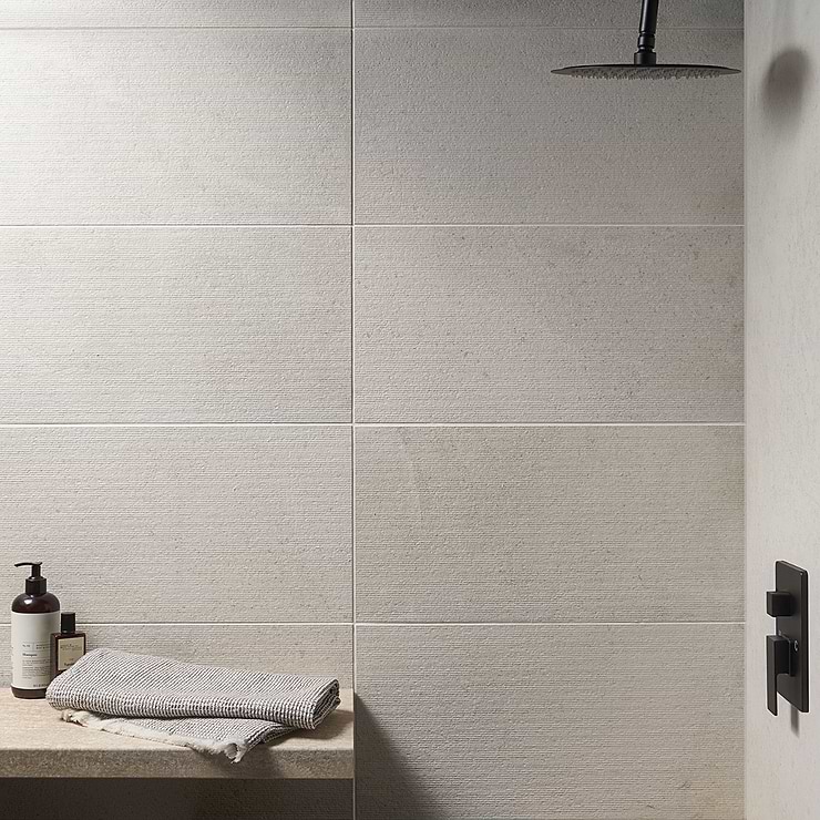 New Rock Perla White 12x24 Chiseled Limestone Look Matte Porcelain Tile 