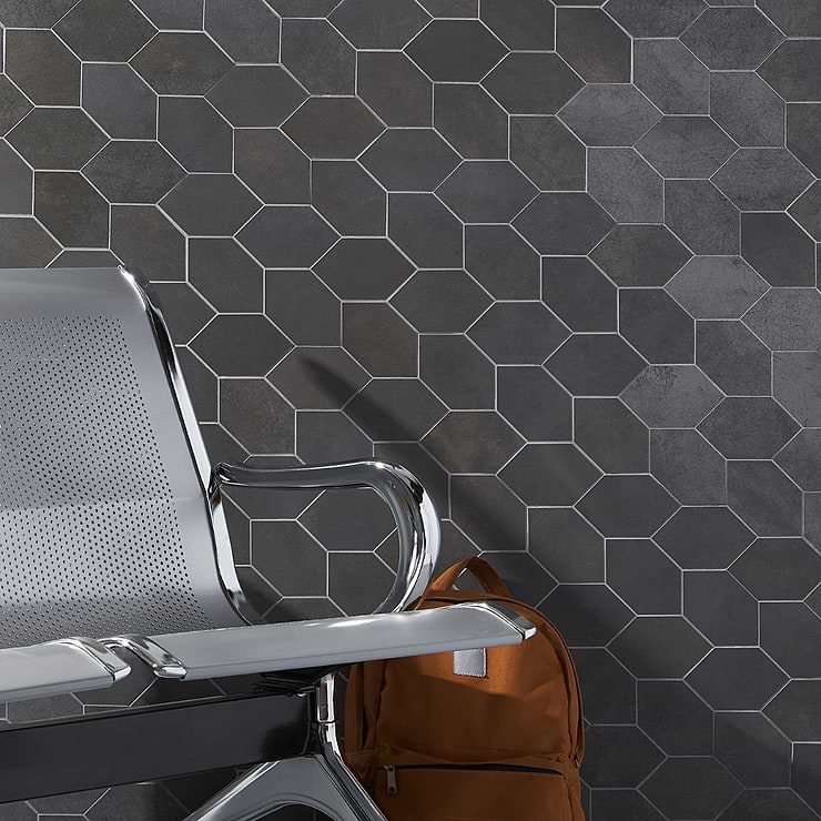 Bond Venom Charcoal Foliage Matte Porcelain Mosaic Tile