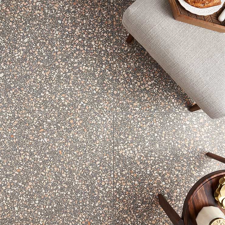 Terrazzo Italy Dolce Rina Gray 24x24 Honed Terrazzo Tile