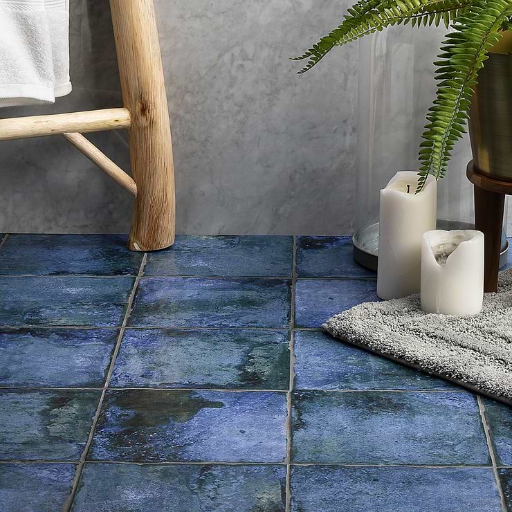 Angela Harris Dunmore Blu 8x8 Ceramic Floor Tile 