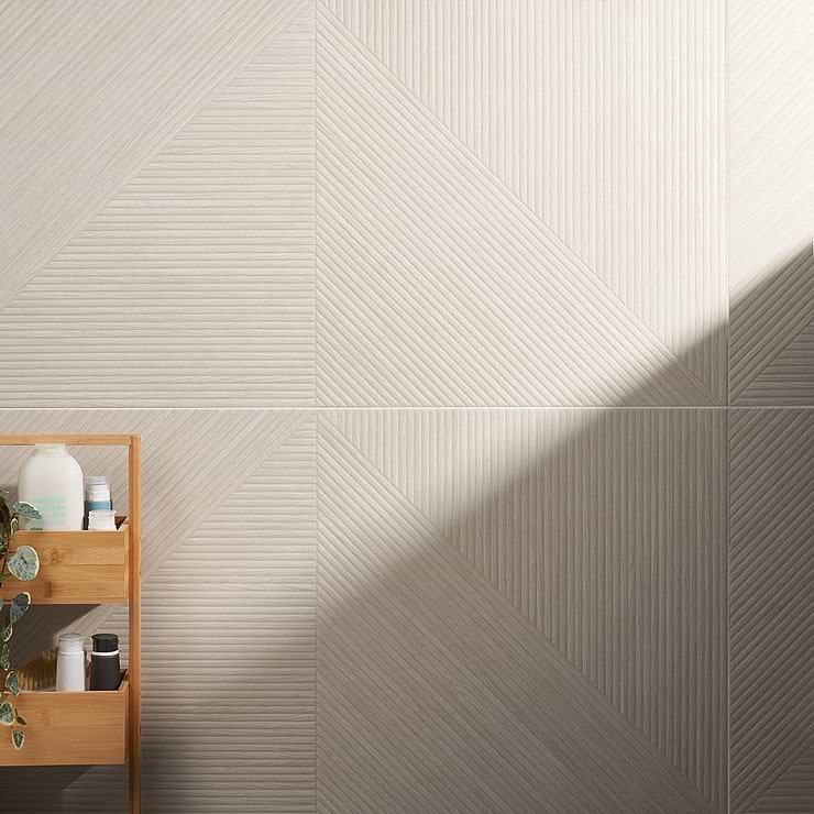 Enso Ash Beige 24x48 Ribbed Matte Porcelain Wood Look Tile