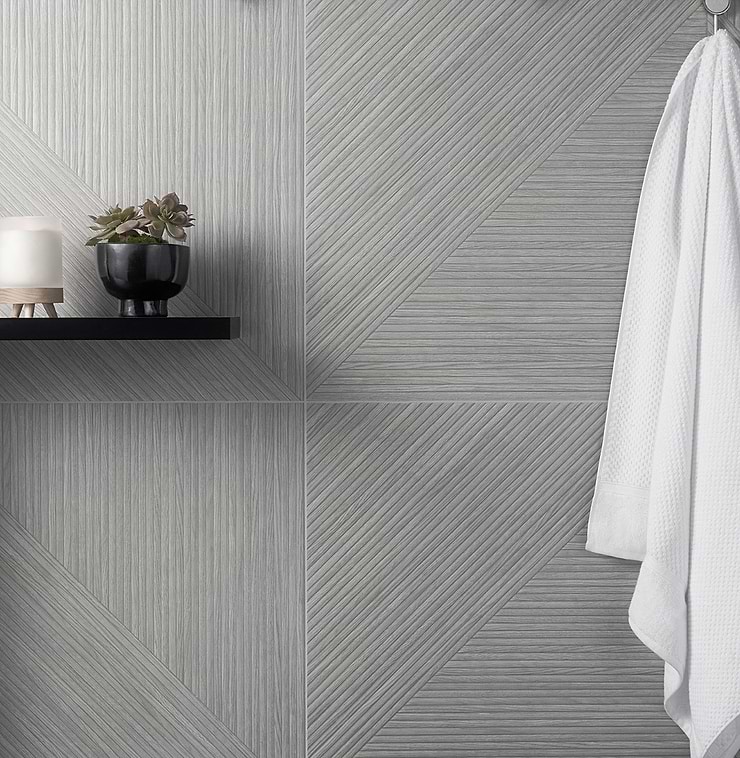 Enso Gray 24x48 Ribbed Matte Porcelain Wood Look Tile