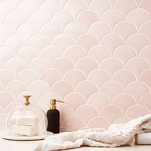 Highwater Rose Pink Fishscale 2x5 Polished Ceramic Wall Tile