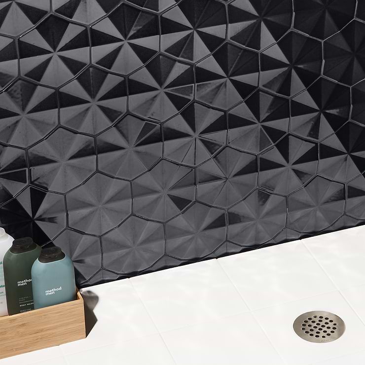 Zeal Ogassian 3D 6" Hexagon Gunmetal Gray Glazed Porcelain Tile