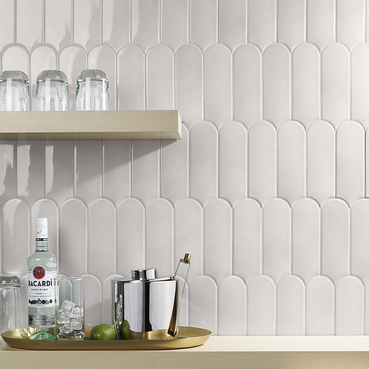 Parry Mist Gray 3x8 Fishscale Glossy Ceramic Wall Tile