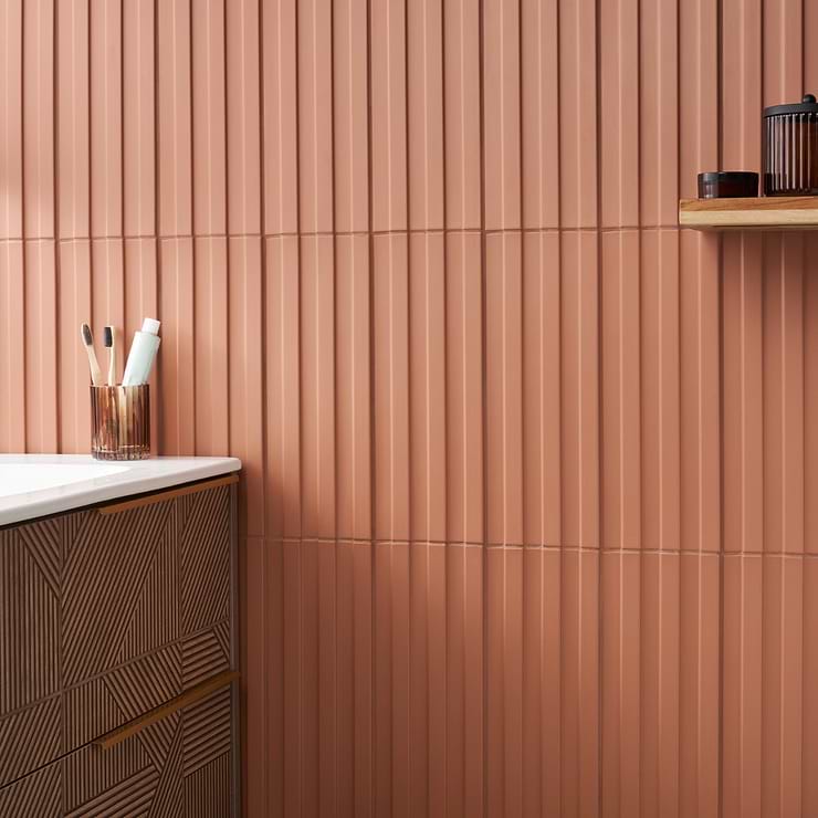 Bariano Terracotta 6x16 Fluted 3D Matte Porcelain Tile