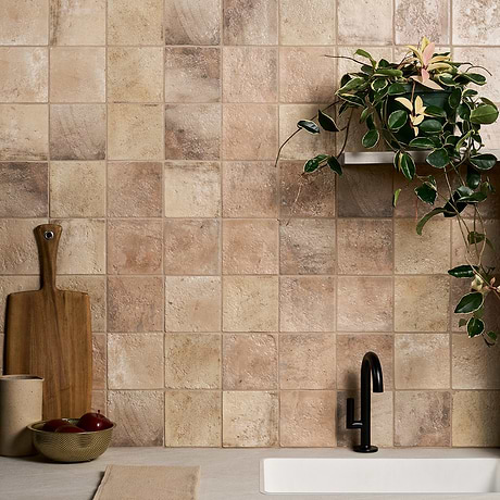 Navari Terra Cream 5x5 Textured Matte Ceramic Tile