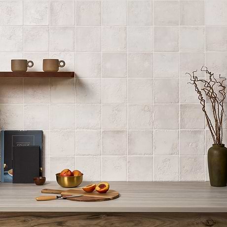 Navari White 5x5 Textured Matte Ceramic Tile