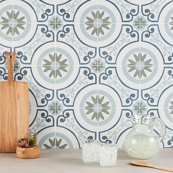 Lapaz White Garden 9x9 Matte Porcelain Tile 