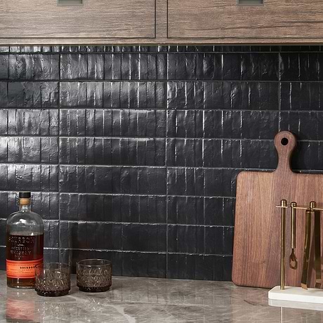 Rework Leather Black 3x12 Matte Porcelain Tile