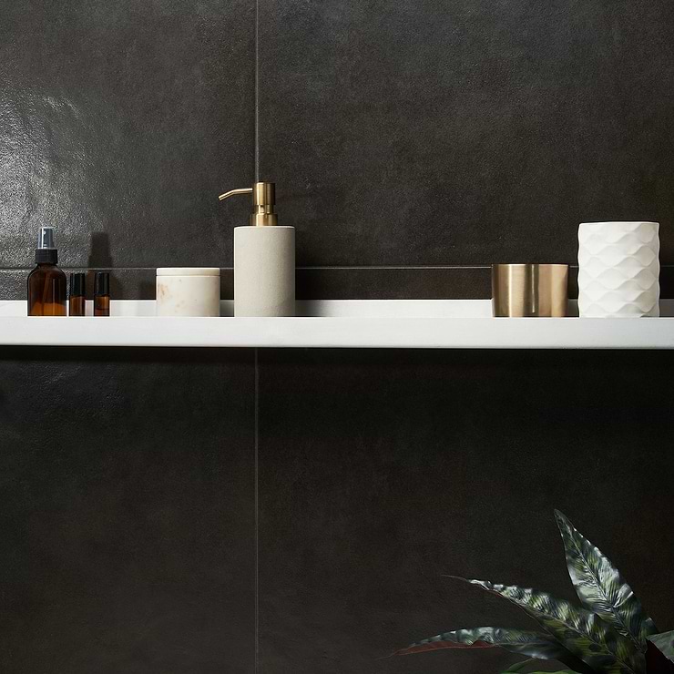 Rethink Leather Black 24x24 Matte Porcelain Tile