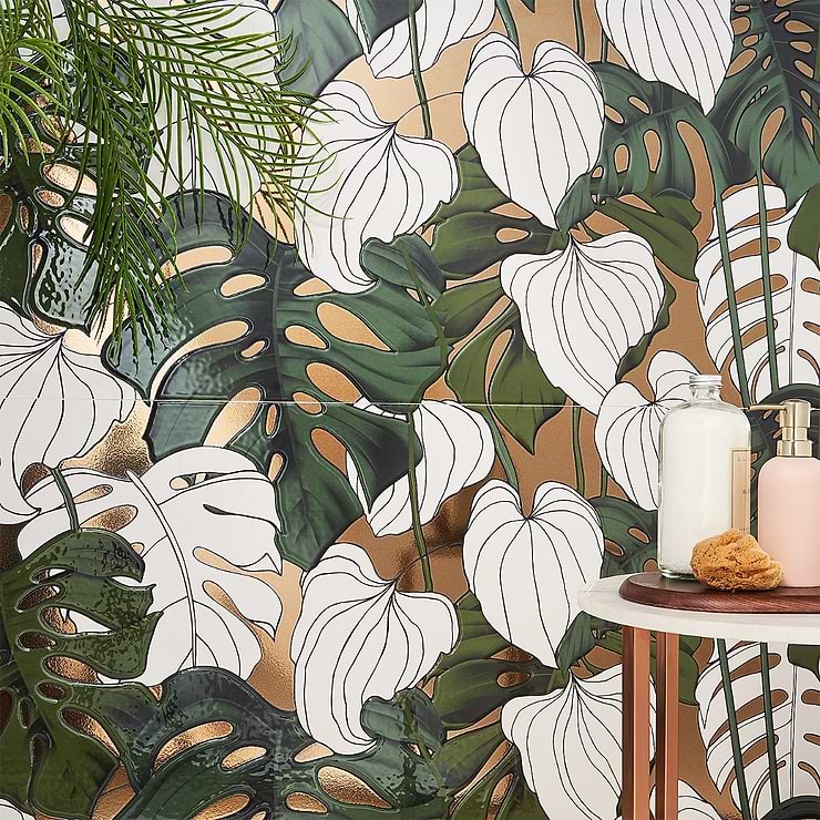 Tropez Foliage Blanco Multicolor 24x48 Artisan Decor Porcelain Tile