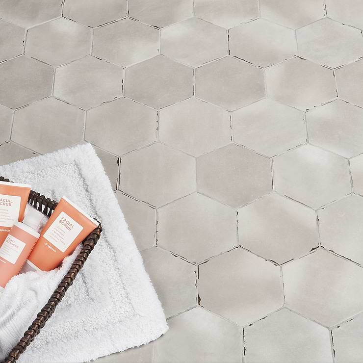 Sasha Hex Tiberio Taupe 6" Matte Porcelain Hexagon Tile