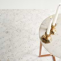 Aspekt Calacatta Hexagon White Honed Marble Mosaic Tile