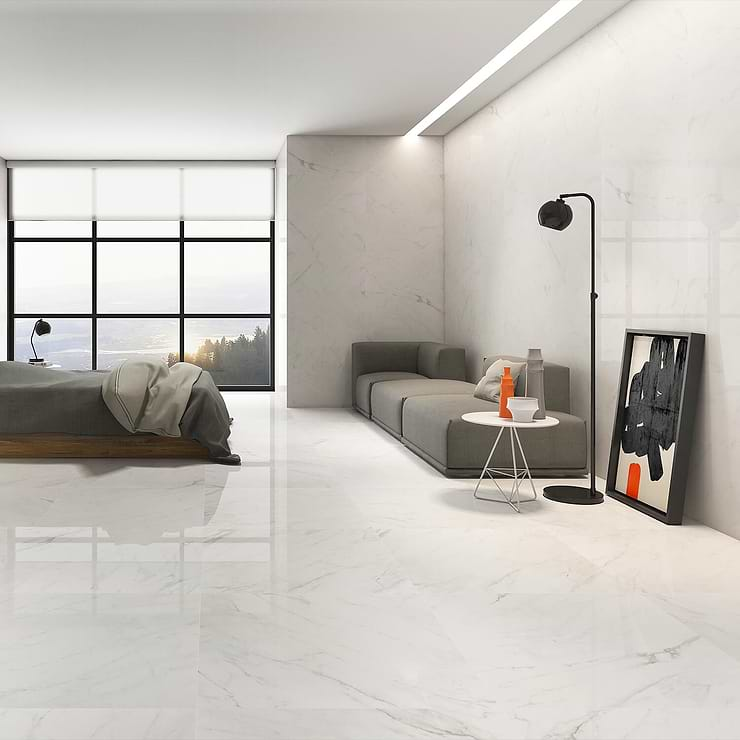 Belvedere Bianco 30x30 Marble Look Porcelain Tile