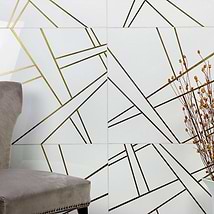 Empire White & Gold 24x24 Nanoglass & Brass Polished Mosaic Tile