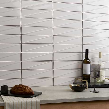 Axelle Ice White 3x12 3D Glossy Ceramic Subway Tile