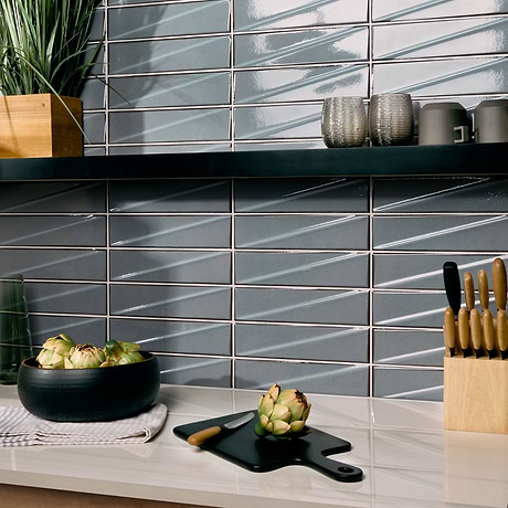 Axelle Misty Gray 3x12 3D Glossy Ceramic Subway Tile